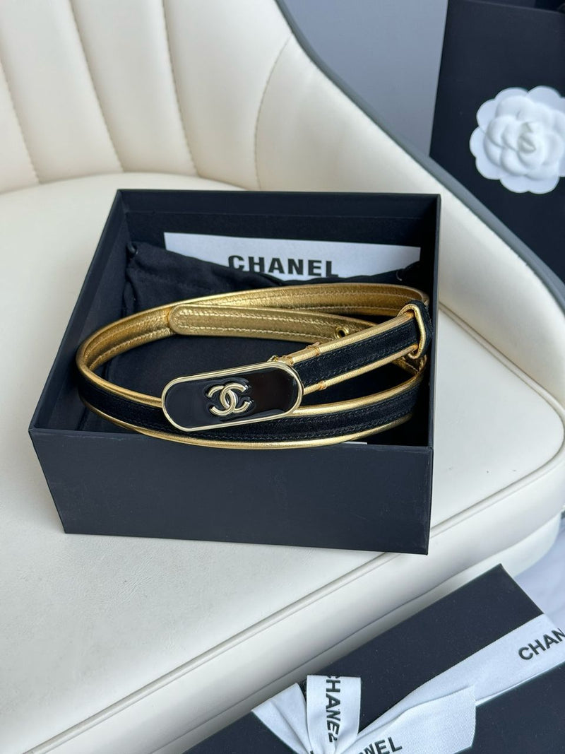 Cinto Chanel Black and Gold