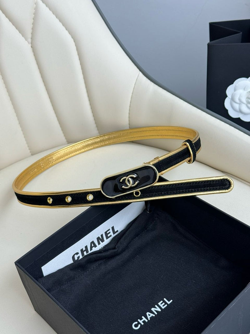 Cinto Chanel Black and Gold