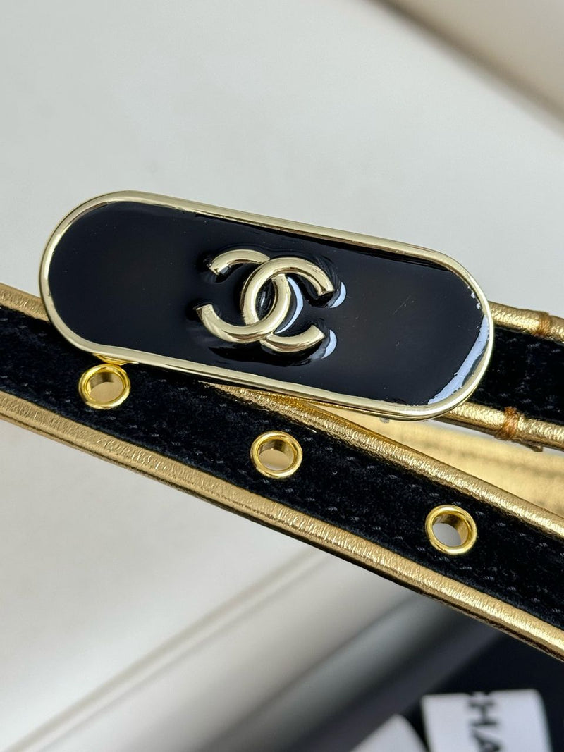 Cinto Chanel Black and Gold