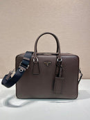 Prada Saffiano Leather Briefcase Brown