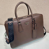 Prada Saffiano Leather Briefcase Brown