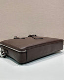 Prada Saffiano Leather Briefcase Brown