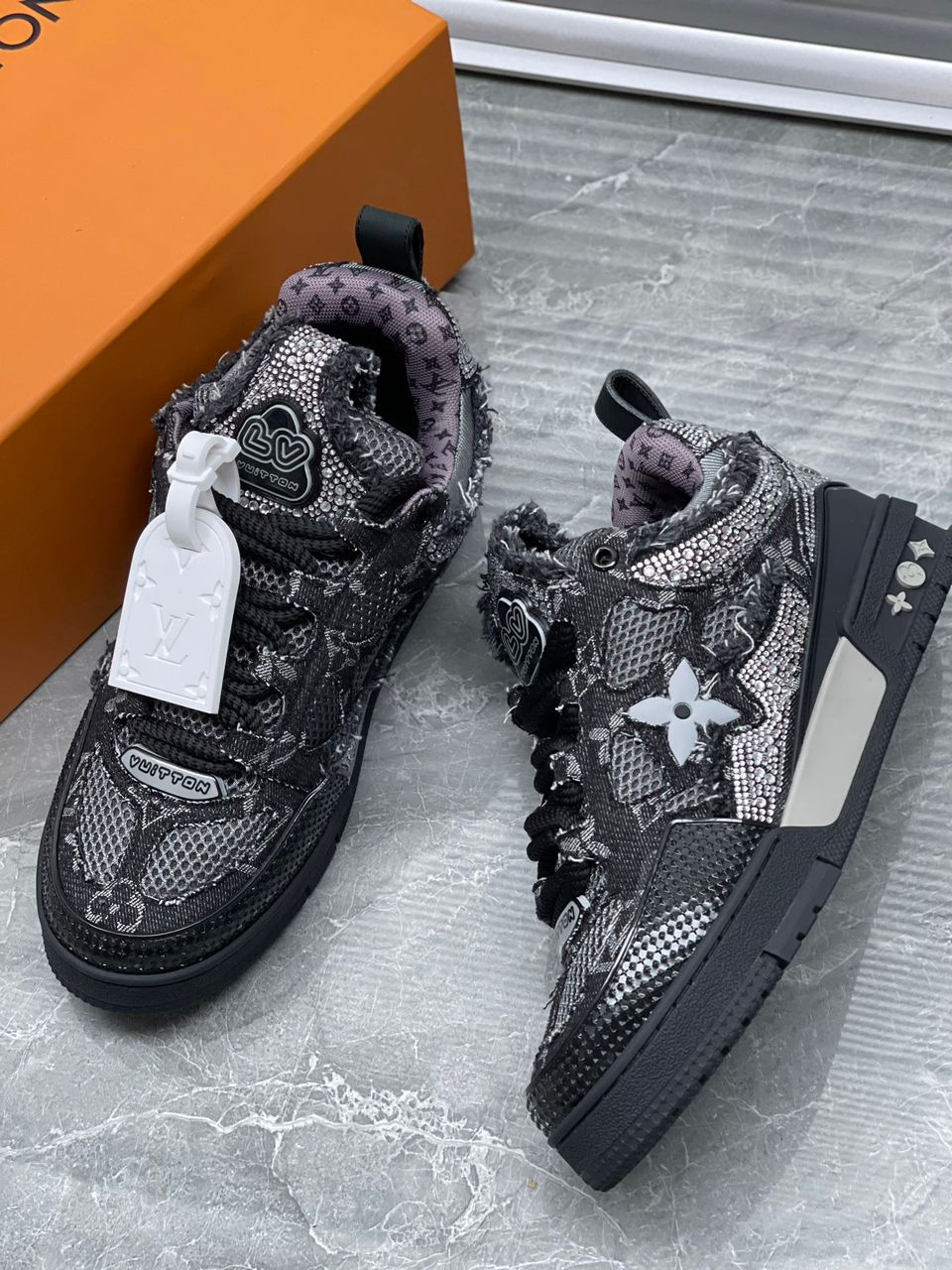 Trainer Skate Black Swarovski Monogran
