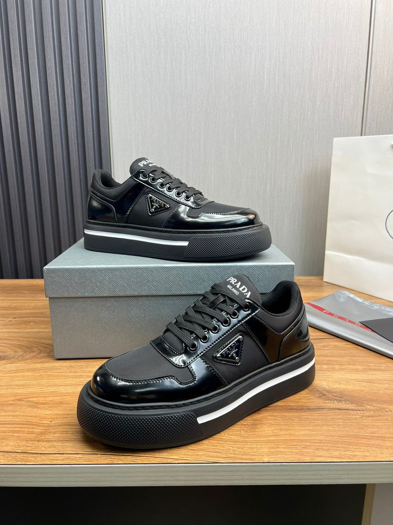 Prada Downtown Leather Sneakers Black