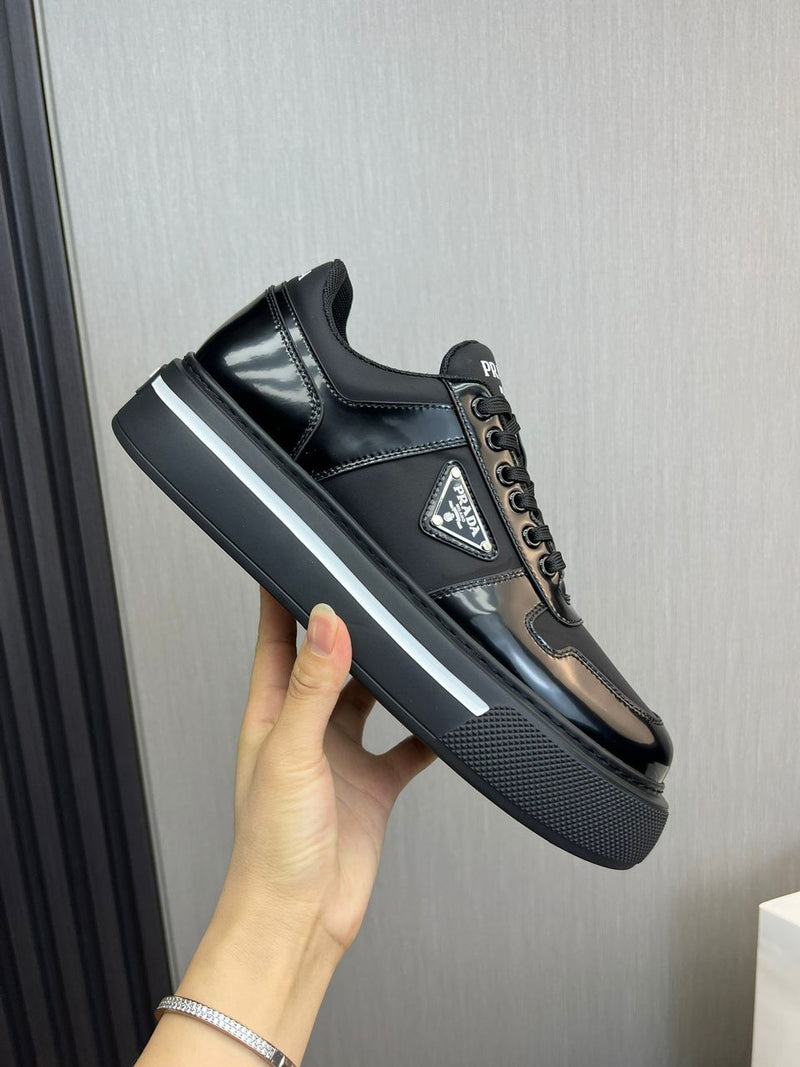 Prada Downtown Leather Sneakers Black