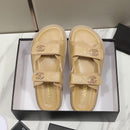 CHANEL Grained Calfskin Beige Sandals
