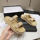 CHANEL Grained Calfskin Beige Sandals