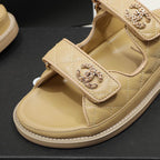 CHANEL Grained Calfskin Beige Sandals