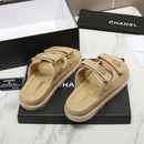 CHANEL Grained Calfskin Beige Sandals