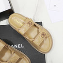 CHANEL Grained Calfskin Beige Sandals