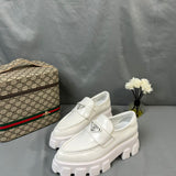 Prada Brushed Leather Monolith Loafers White