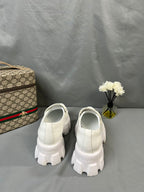 Prada Brushed Leather Monolith Loafers White