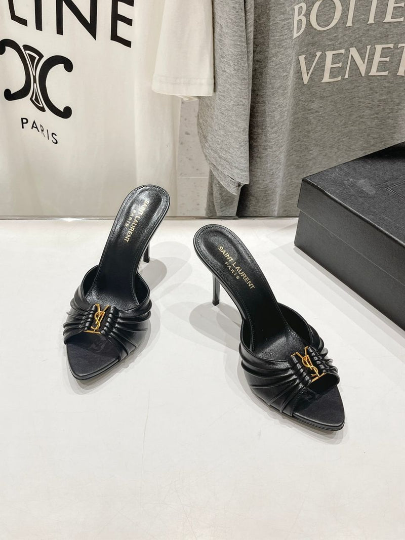 Saint Laurent Babylone Mules Bordeaux Black