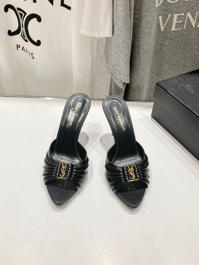 Saint Laurent Babylone Mules Bordeaux Black