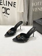 Saint Laurent Babylone Mules Bordeaux Black