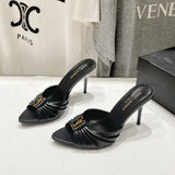 Saint Laurent Babylone Mules Bordeaux Black