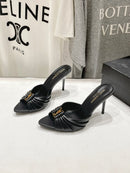 Saint Laurent Babylone Mules Bordeaux Black