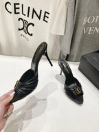Saint Laurent Babylone Mules Bordeaux Black