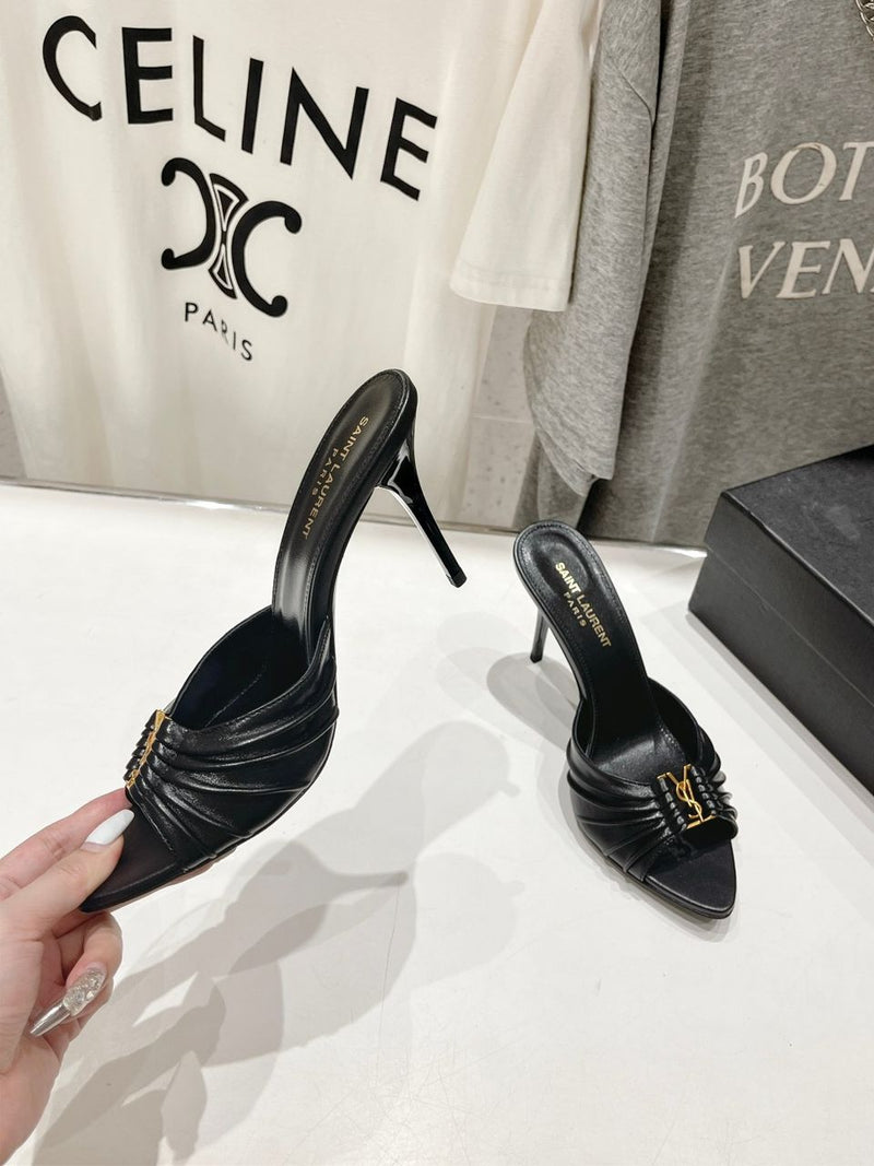 Saint Laurent Babylone Mules Bordeaux Black