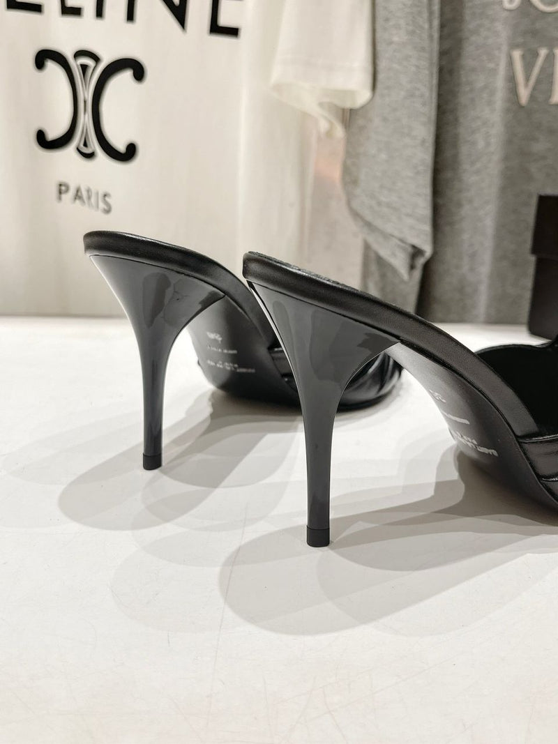 Saint Laurent Babylone Mules Bordeaux Black