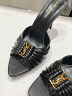 Saint Laurent Babylone Mules Bordeaux Black
