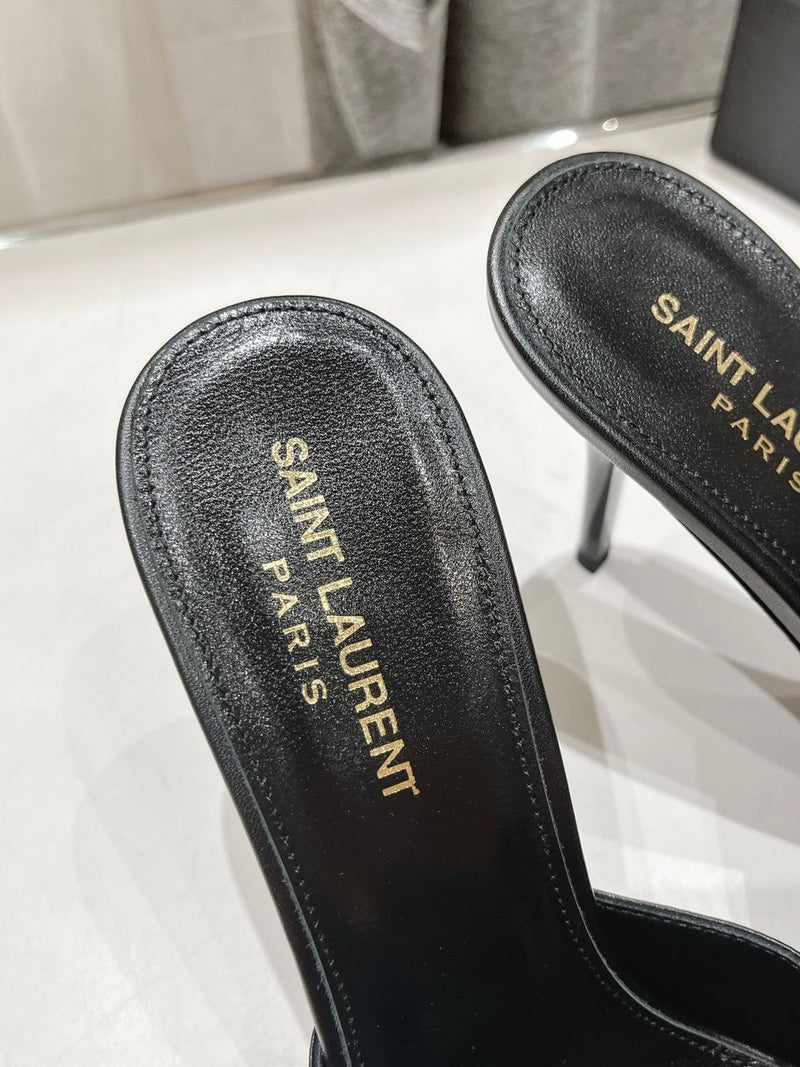 Saint Laurent Babylone Mules Bordeaux Black