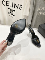 Saint Laurent Babylone Mules Bordeaux Black