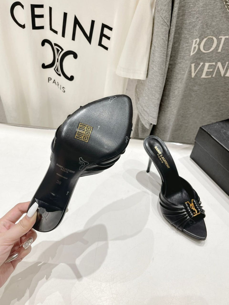 Saint Laurent Babylone Mules Bordeaux Black