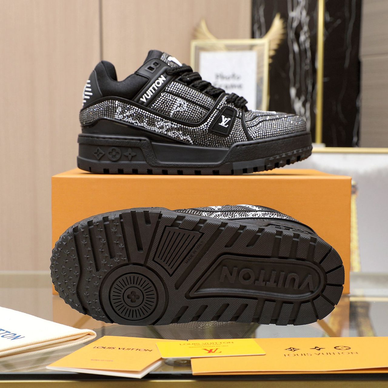 Trainer Maxi Crystals White Black ( Pronta entrega )