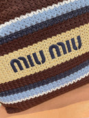 Miu Miu Raffia Crochet Stripe Tote Bag