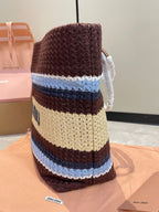 Miu Miu Raffia Crochet Stripe Tote Bag