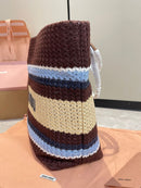 Miu Miu Raffia Crochet Stripe Tote Bag