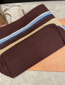 Miu Miu Raffia Crochet Stripe Tote Bag