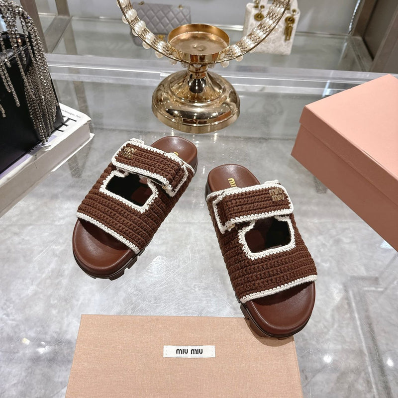 Miu Miu Raffia Crochet Stripe Tote Bag.