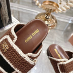 Miu Miu Raffia Crochet Stripe Tote Bag.