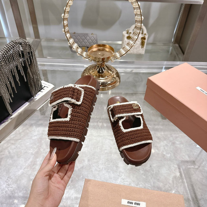 Miu Miu Raffia Crochet Stripe Tote Bag.