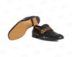Gucci Plain Leather Loafers Black