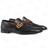 Gucci Plain Leather Loafers Black