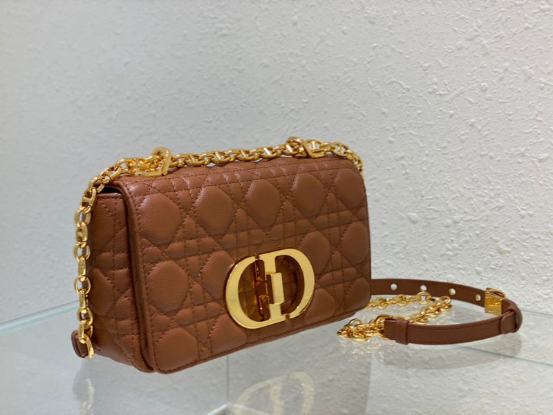 Dior Caro em Couro Marrom Cannage.
