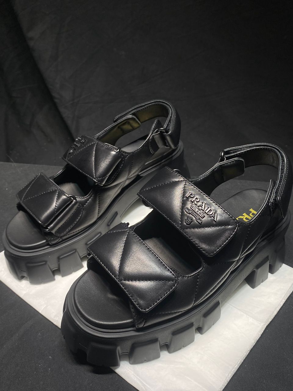Sandália Prada Flatform Em Couro Napa Preto