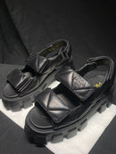 Sandália Prada Flatform Em Couro Napa Preto