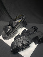 Sandália Prada Flatform Em Couro Napa Preto