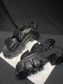 Sandália Prada Flatform Em Couro Napa Preto