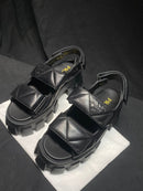 Sandália Prada Flatform Em Couro Napa Preto