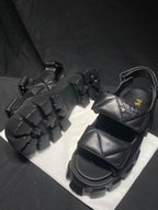 Sandália Prada Flatform Em Couro Napa Preto