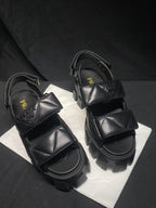 Sandália Prada Flatform Em Couro Napa Preto