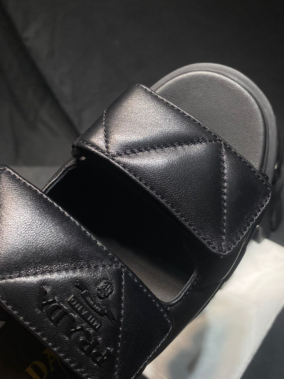 Sandália Prada Flatform Em Couro Napa Preto