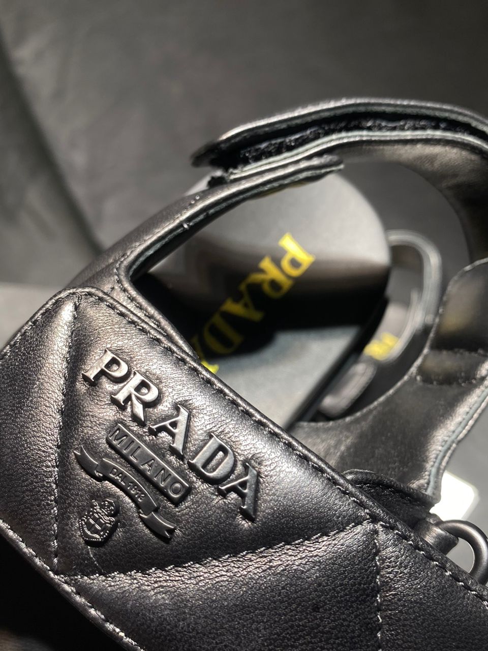 Sandália Prada Flatform Em Couro Napa Preto