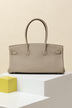 Shoulder Birkin Style Leather Taupe .