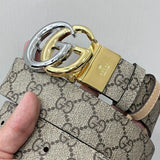 Cinto Gucci GG Marmont Reversible Thin Belt Beige